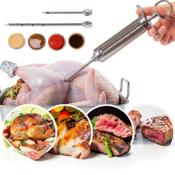 DePango Meat Injector Kit Stainless Steel Needles Easy Grip-7