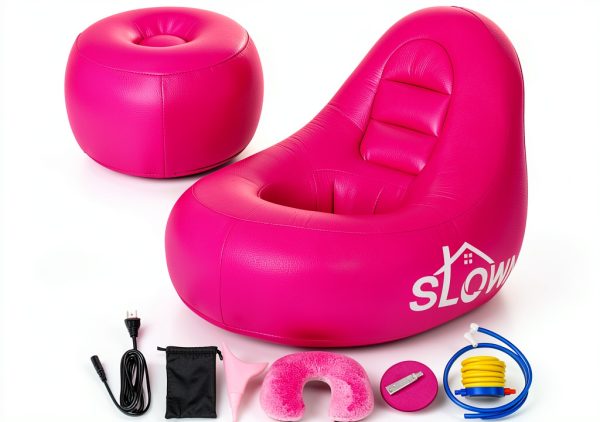 SLOWN Inflatable BBL Chair Pink Waterproof Camping Lounger-0