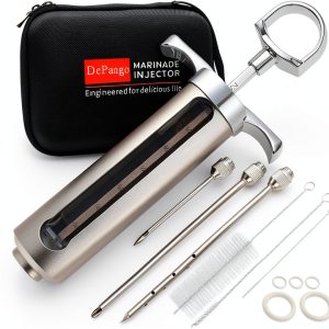 DePango Meat Injector Kit Stainless Steel Needles Easy Grip-0