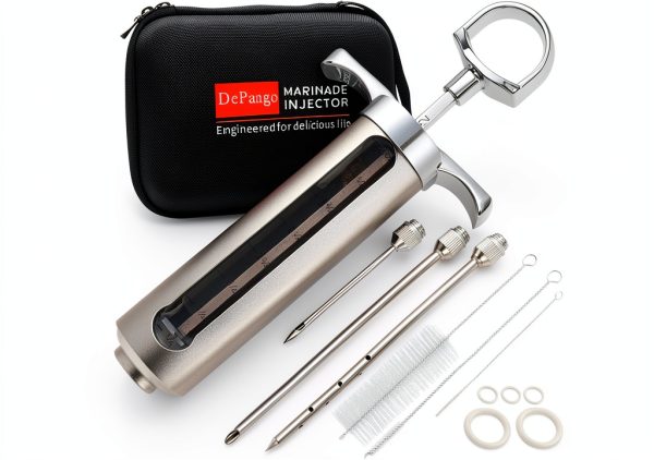 DePango Meat Injector Kit Stainless Steel Needles Easy Grip-0