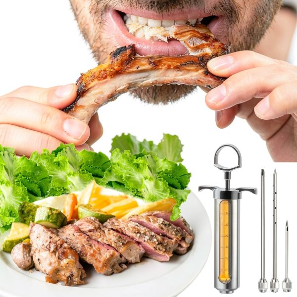 DePango Meat Injector Kit Stainless Steel Needles Easy Grip-5