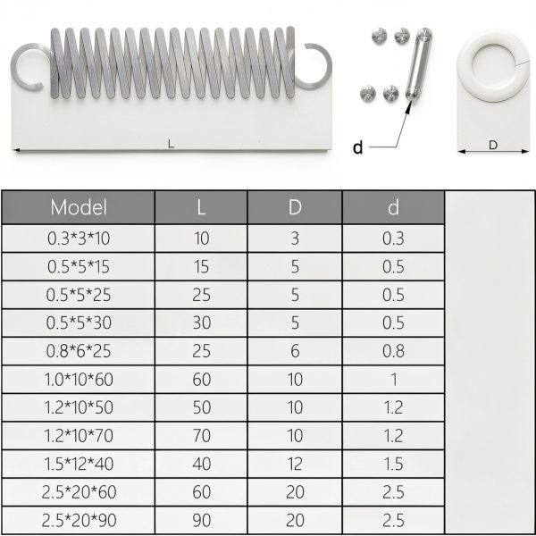 Juvielich Extension Spring 0.8mm x 6mm x 25mm Stainless Hook 15PCS-4