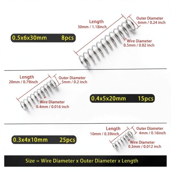 100pcs Conical Spring Set by Cilky 304 Stainless Steel Compression-2