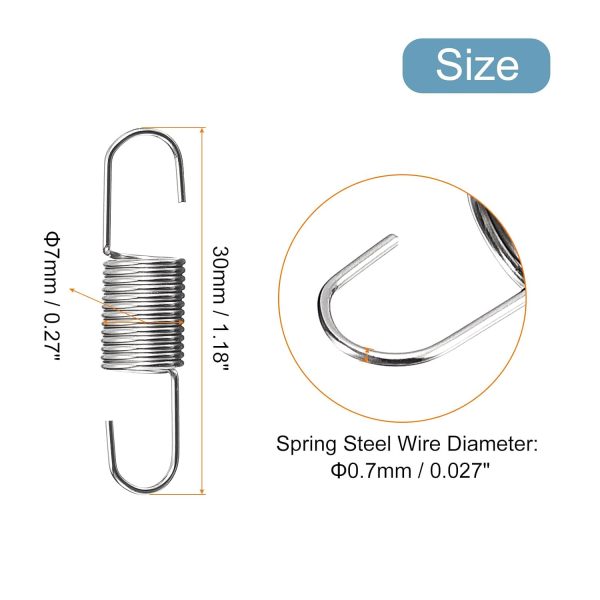 uxcell 50Pcs Extended Spring 9/32" x 1-3/16" Dual Hook Tension Springs-1